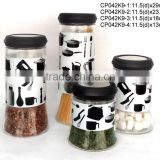 CP042K9 glass jar with decal printing with plastic lid