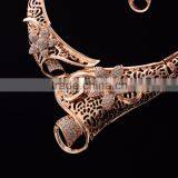 African Style Fairy Flower Shaped Hollow Jewelry Set Golden Crystal Jewelry Set Bridal Wedding Accessories thumbnail-2