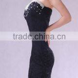 Sexy Night Club Dress Beading Decorative Lace Transparent Low Breast Sheath Over Hip Bare-Back Strapless Sexy Club Dress thumbnail-3