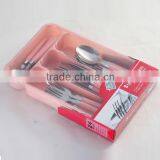 24PCS Houseware Product Stainless Steel Flatware Set With Pink Plastic Handle