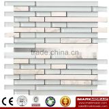 IMARK Super White Color Marble Mosaic Tiles Mix Crystal Glass Mosaic Tiles for Wall Decoration Code IXGM8-092