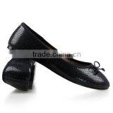 2015 Summer New Ladies Womens Snake Skin Print Flat Shoes Ballerina Ballet Flats Black Plus Size Free Shipping thumbnail-3