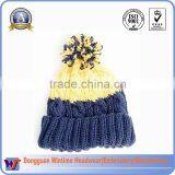 Unisex Knitted Hat Winter Hat Type Knit Plain Beanies With Fur Pom Pom thumbnail-1