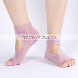 Yoga Pilates Breathable Grip Cotton Non Slip Skid Toeless Half Toe Socks thumbnail-4