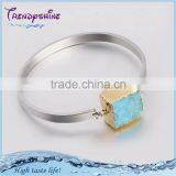 Fashion Women's Silver Stainless Steel Smoky Quartz Bracelet thumbnail-1