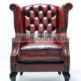 Antique Leather Club Wing Chair thumbnail-3