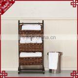 Home or Shop 3-Tier Rack Style Metal & Water Hyacinth Storage Basket thumbnail-2