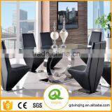 TH286-1Modern Stainless Steel Dining Table Chair/Glass Table Dining Room Furniture Sets thumbnail-3