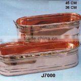 Oval Copper Planter With Mirror Polish thumbnail-1