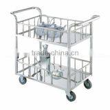 Guangzhou Hotel and Restaurant Supplies Stainless Steel Two Tier Mobile Kitchen Island Breakfast Bar Food Food Trolley C265 thumbnail-1