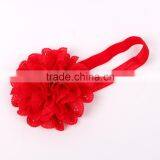 Wholesale Satin Ribbon Roses Flower Baby Hair Bows With Elastic Headband thumbnail-4