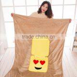 Hot Selling Warm Muslin Popular Cute Emoji Pillow Blanket for Wholesale thumbnail-2