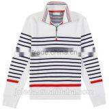 Cheap OEM Service Dry Fit Striped Quarter Zip Pullover Long Sleeve Polo Shirt thumbnail-1
