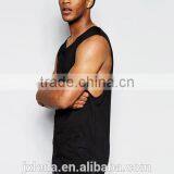 Men Summer 100% Cotton Jersey Longline Sleeveless Plain Black T-shirt Tank Tops OEM Custom thumbnail-1