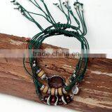 3 Pcs Handmade Wax Cord Knotted Bracelet Sets Diy Crystal Charms Wooden Beads Cord Bracelets for Women Jewelry Gifts 2017 thumbnail-1