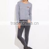 Custom Made Grey Split Side High Low Pocket Sweater Long Sleeve Round Neck Pullovers Casual Sports Sweater thumbnail-4