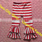 Persnickety Baby Christmas Clothing Fashion Infant Toddler Girls Red white Stripe Double Ruffle Cotton Pants