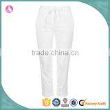Plain White Tapered Leg Women Casual Cotton Pant Trousers New Design thumbnail-1