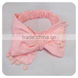 Wholesale Lovely Pom Pom Headband In Plain Pale Pink thumbnail-1