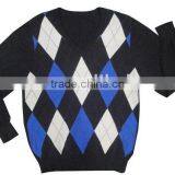Men Jacquard 100% Cotton Pullover Sweater (12GG) thumbnail-1