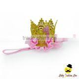Wholesale Remake Props Knitting Golden Tiara Thin Elastic For Baby Girl Princess Crown Headband Accessories thumbnail-5