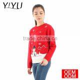 2017 Christmas Pullover Fashion Winter Jacquard Plain Knit Pattern Christmas Jumper Sweater for Woman thumbnail-3