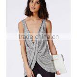 Sexy Drape Front Sleeveless Cheap Lady Blouse Fashion Women Blouse 2016 thumbnail-5
