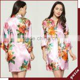 Silk Satin Floral Robe Kimono Robes Bath Robe Custom Made Japan Kimono Robe LF001 thumbnail-5