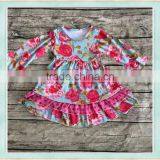 Convertible Dress 2017 Fall Wholesale Kids Floral Print Medium Dress Children Latest Dress Style thumbnail-1