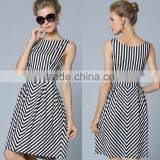 OEM Fashion Latest Women Dresses , Summer Casual New Fashion Ladies Wholesale Striped Dress thumbnail-1