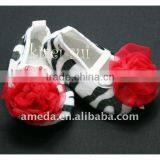 Newborn Baby Girl Zebra Crib Shoes With Red Rosettes 1602 thumbnail-1
