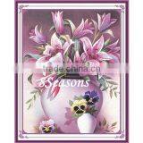 Handmade Pink Flower Pattern Embroidery Diamond Painting DIY Kit Cross Stitch For Living Room thumbnail-1