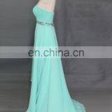Simple Design Chiffon Sweep Train Turquoise Blue Bridesmaid Dresses With Beaded Belt thumbnail-5