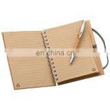 New Eco-friendly Natural Genuine Bamboo Spiral 70sheets Notebook Orgnizer Set With Bamboo Ball Pen and Ruler thumbnail-2