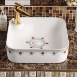 New decal mid east style colorful china ceramic square new design single hole art thin wash hand basin from chaozhou
