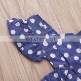 2019 Summer Denim Blue Dot Full Print Infant Rompers Kids Cotton Bodysuits Fly Sleeved Jumpsuits 0-2years thumbnail-4