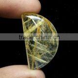 Top Quality Natural Rutile Cabochon Gemstone / Smooth Rutile Cabochon Stone / Yellow Rutile Quartz Fancy D Shape Rutile thumbnail-3