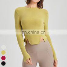 Wholesale Fashion Slim High Quality Running T-shirt Workout Wear Fitness Shirt Sports Tops Women Long Sleeve Yoga T Shirt thumbnail-1