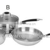 5pcs Stainless Steel Induction Pan With Colorful Silicone Handle