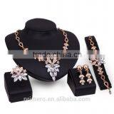 Hot Sale African Wedding 18k Gold Plated Red Crystal Flower Shape Bridal Jewelry Sets thumbnail-3