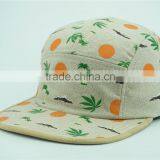 Hemp Fabric Custom Design 5 Panel Cap With Printing thumbnail-1