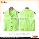 OEM New Design 100% Cotton Women Denim Vest With Pearl
