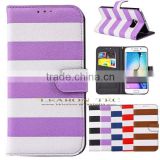 fancy colorful wallet leather case for samsung galaxy s6 cover with card slots and stand