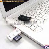 Rubberized Surface Classic Blue LED USB3.0 External Card Reader, Slim and Pocket Size