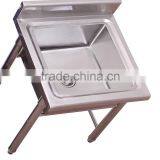 45x45cm Single Bowl Rectangle Square SS Whole Assembled Commercial Cabinet With Sink and Drain Hole thumbnail-4