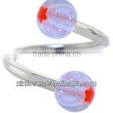 Psychedelich Sky Blue STAR Acrylic Spiral Twister Belly Ring &body Jewelry Navel Ring&SBR Rings thumbnail-1