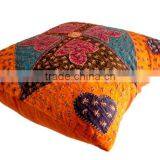 RTHCC-2 Floral Theme Kantha Patchwork Hot Selling Gujarati Embroidered Cushion Cover Home Decor Jaipur Manufacturer and Exporter thumbnail-2