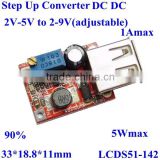 dc step up converter 2-5v to 2-9v USB charger circuit pcb board 3.7v to 5v 9v support Iphone Ipad