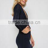 2015 Fashion Long Sleeves Plunging Neckline Women Short Jumpsuits thumbnail-2