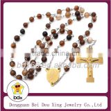 Best Selling Religious Gift Stainless Steel Milagrosa Virgin Mary And Jesus Cross Pendant Chalcedony Rosary Beads Pray Necklace